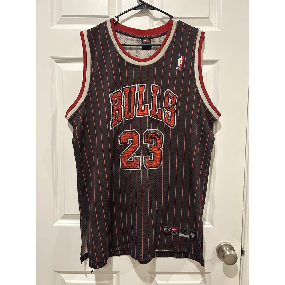 Vtg Nike Authentic Michael Jordan Chicago Bulls Pinstripe Jersey 56 3XL NBA FLAW
